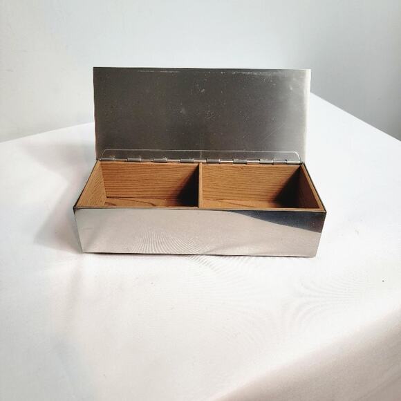 Vintage Metal Art Storage Box by Heintz Smith Silver Wood Keepsakes Collectible - Picture 3 of 12
